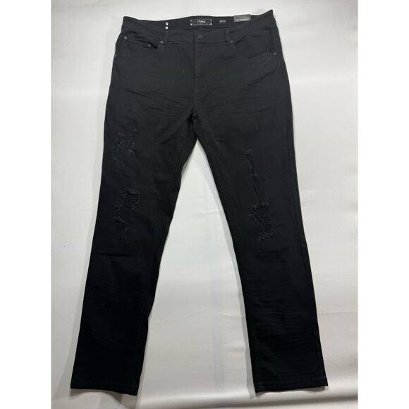 NWT Spark Men's Stretch Slim Straight Leg Black Denim Jeans - Sz 38x32 (40x31.5) - Picture 1 of 7